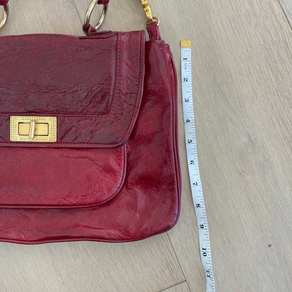 Rebecca Minkoff Briefcase Style Distressed Red Leather Shoulder or Handheld Bag - Picture 14 of 16